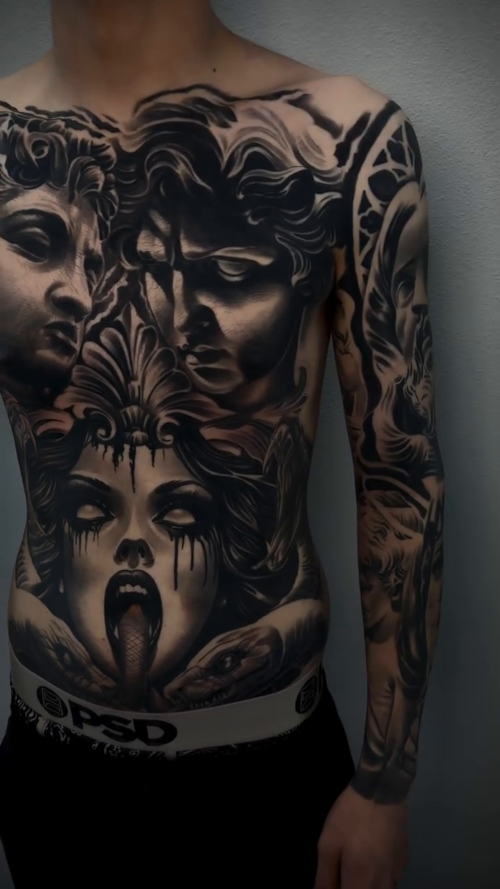 Tattoo by @angel_damiangg β dark_realism, black_and_grey