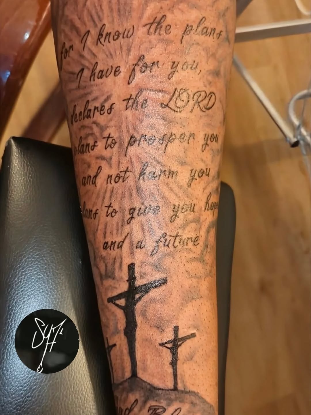Tattoo by @sy7.tattoos — lettering_script, black_and_grey