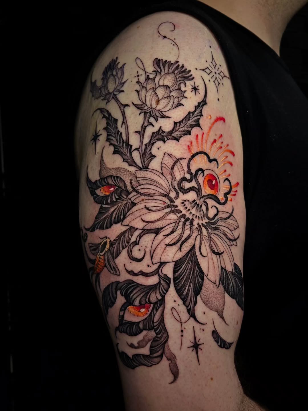 Tattoo by @glasswingtattoo โ dark_realism, black_and_grey