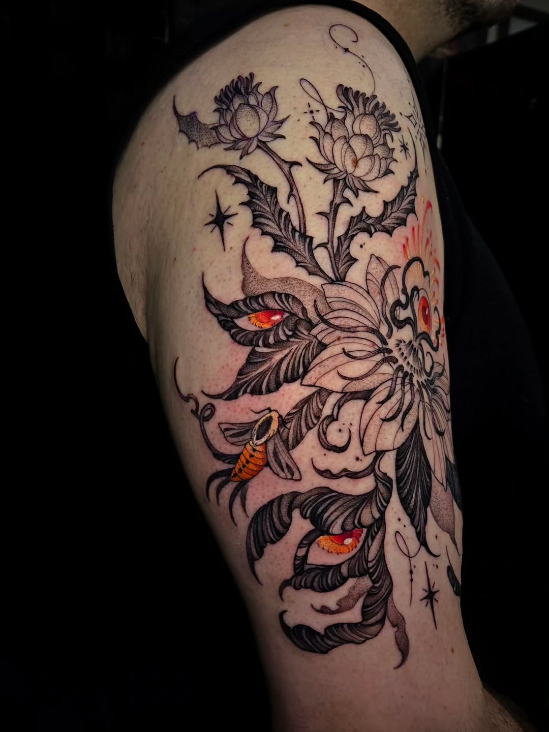 Tattoo by @glasswingtattoo โ dark_realism, blackwork