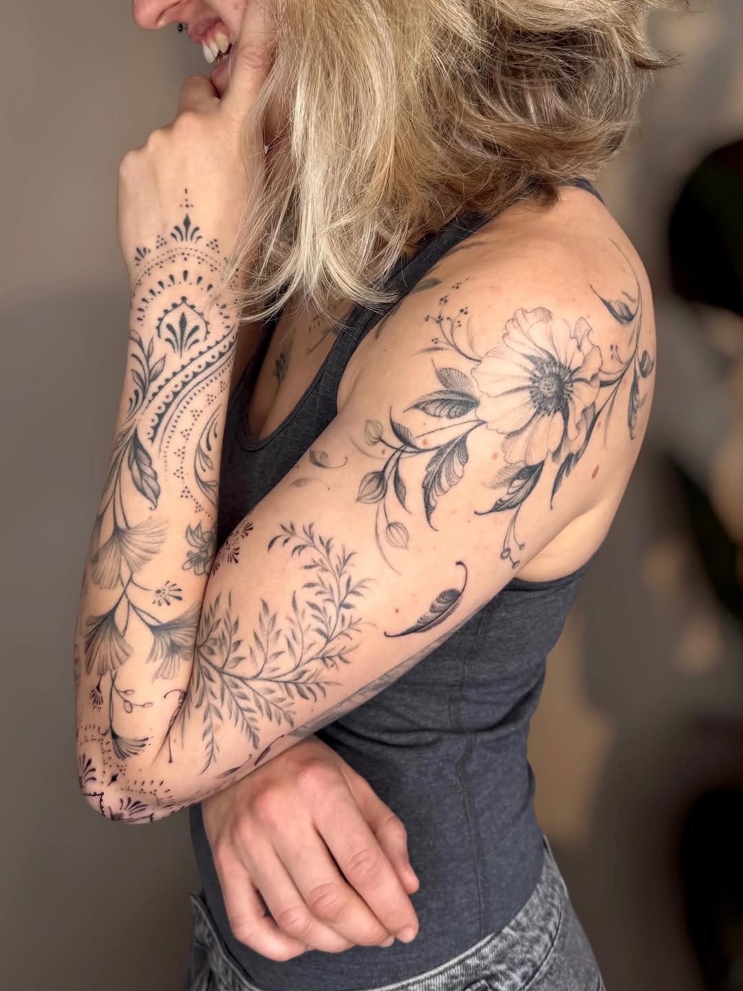 Tattoo by @slaubcreation — fine_line, black_and_grey