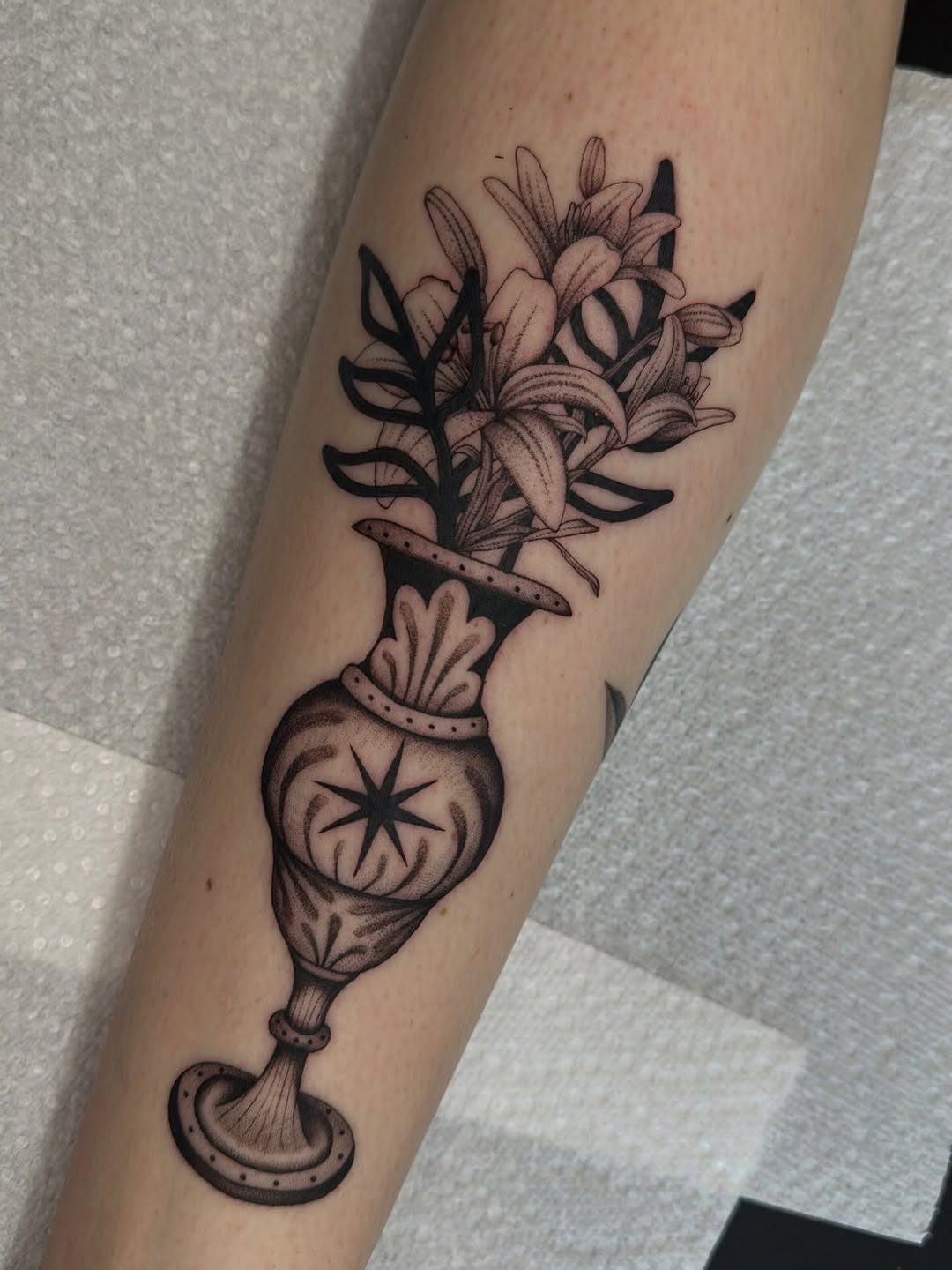 Tattoo by @ash.elrey — black_and_grey, ornamental