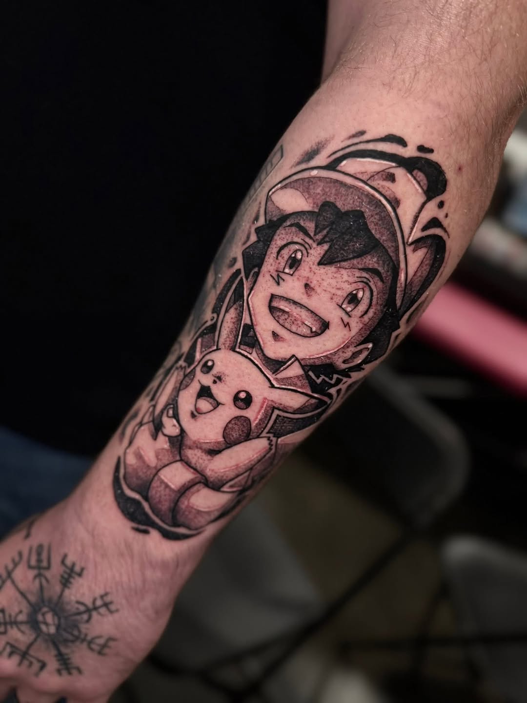 Tattoo by @andrewwatkinstattoos — anime, black_and_grey