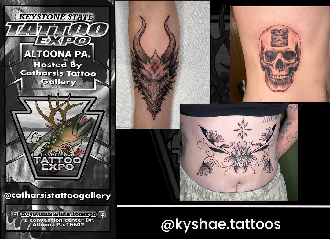 Tattoo by @kyshae.tattoos — illustrative, blackwork