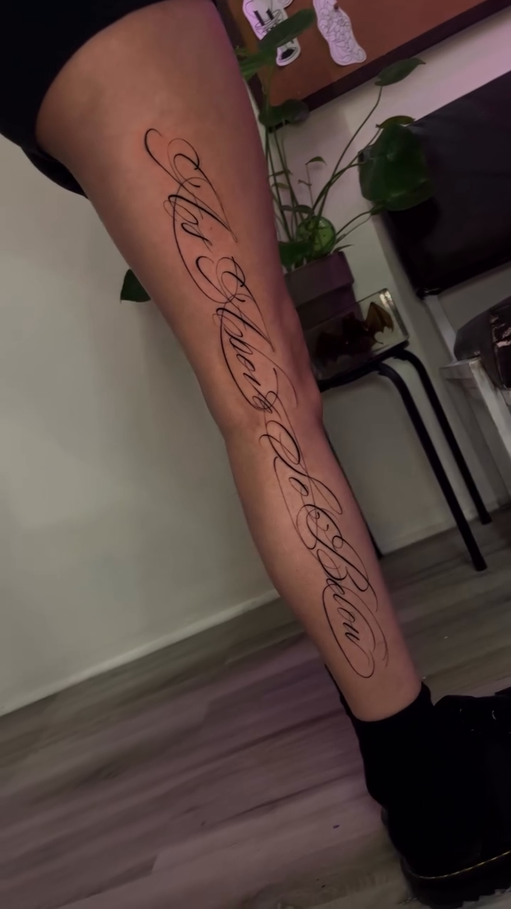 Tattoo by @msbeetattoos — lettering_script, fine_line