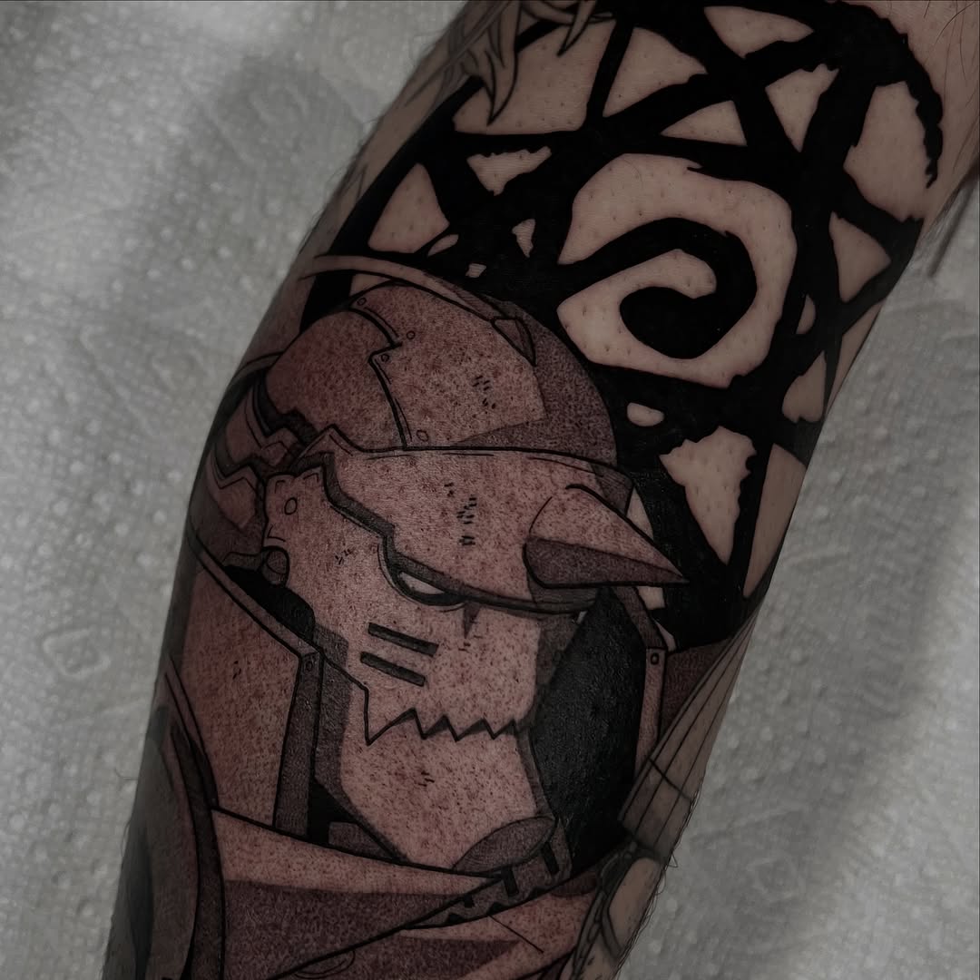 Tattoo by @bingtattoos — anime, black_and_grey