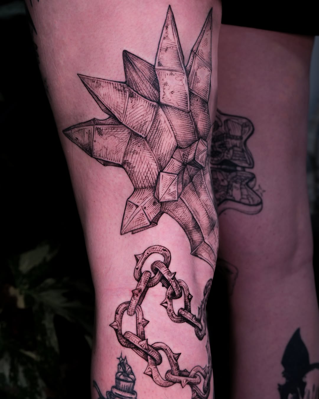 Tattoo by @fortytwojudges — black_and_grey, illustrative