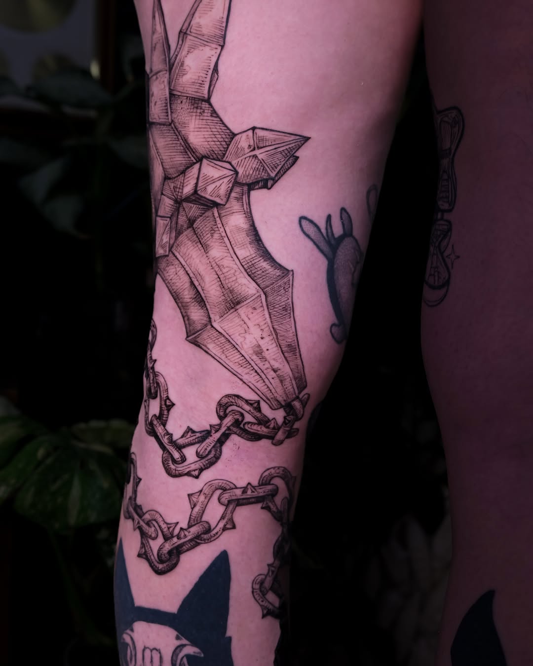 Tattoo by @fortytwojudges — black_and_grey, illustrative