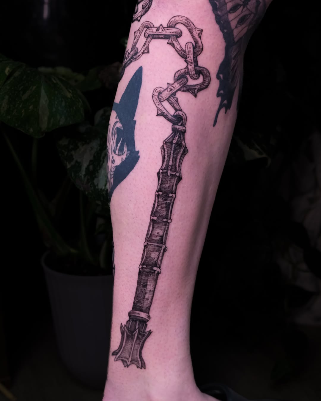 Tattoo by @fortytwojudges — black_and_grey, dark_realism