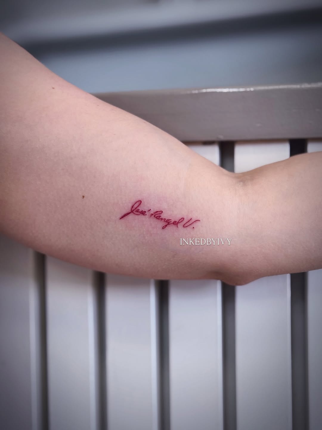 Tattoo by @inkedbyivy — lettering_script, fine_line