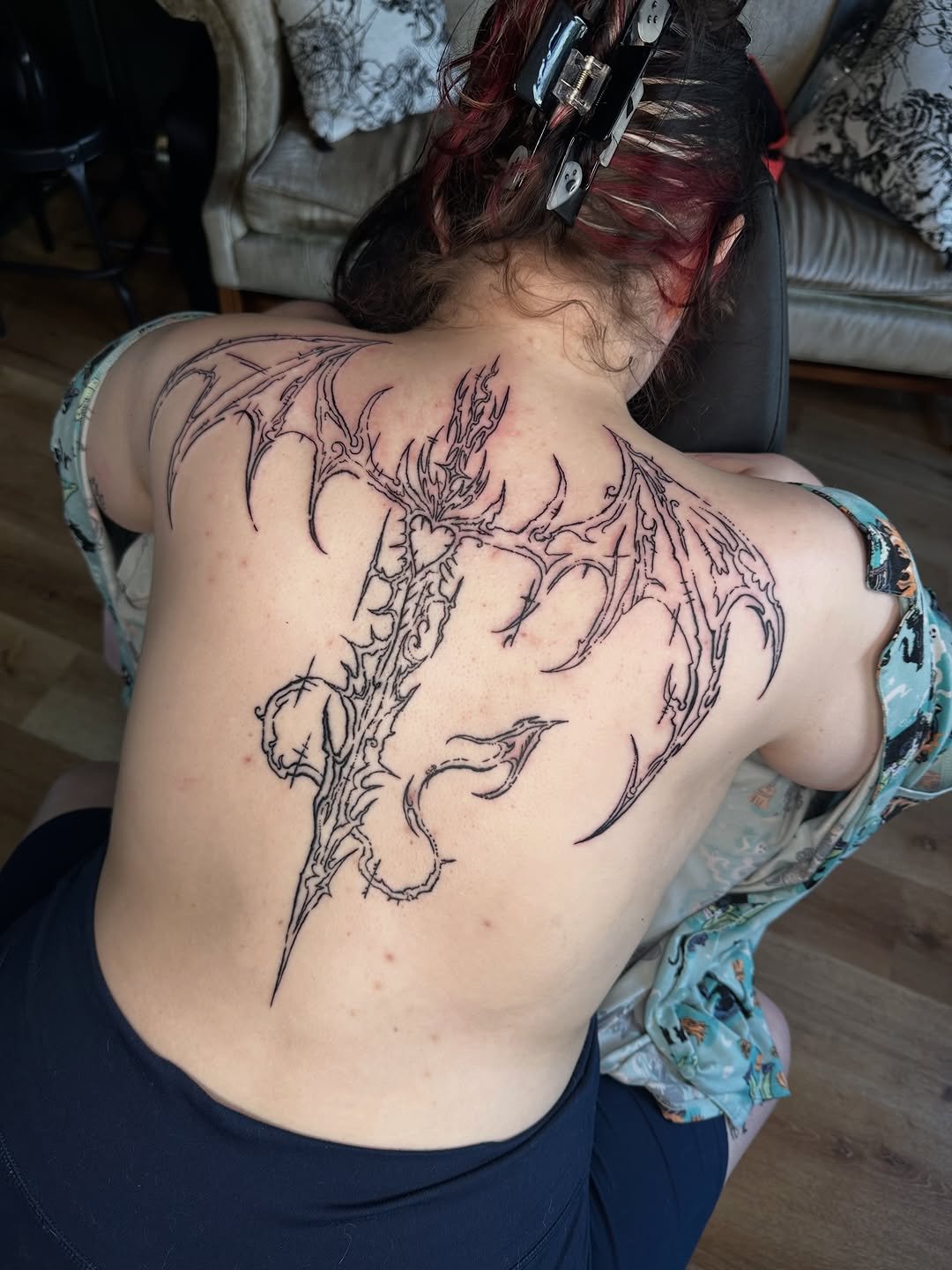 Tattoo by @grimefrogtattoos — blackwork, ornamental