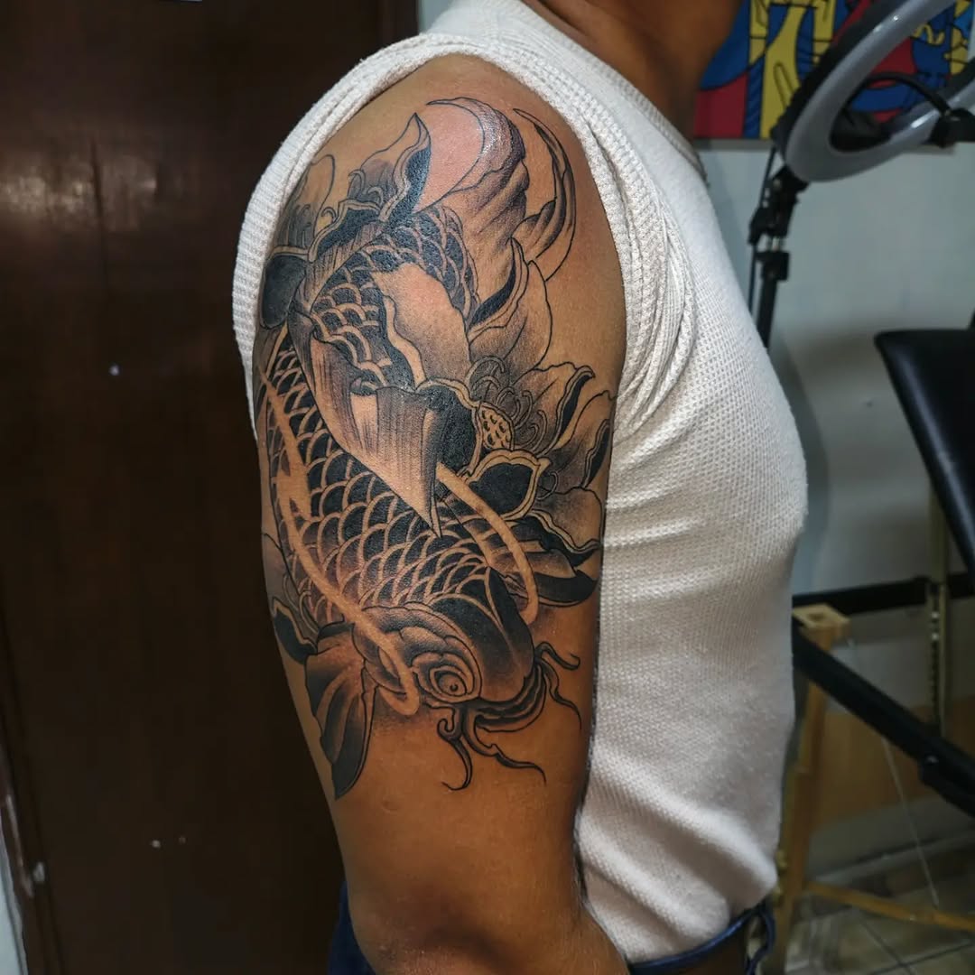 Tattoo by @ink_addiction_art — japanese_irezumi, black_and_grey