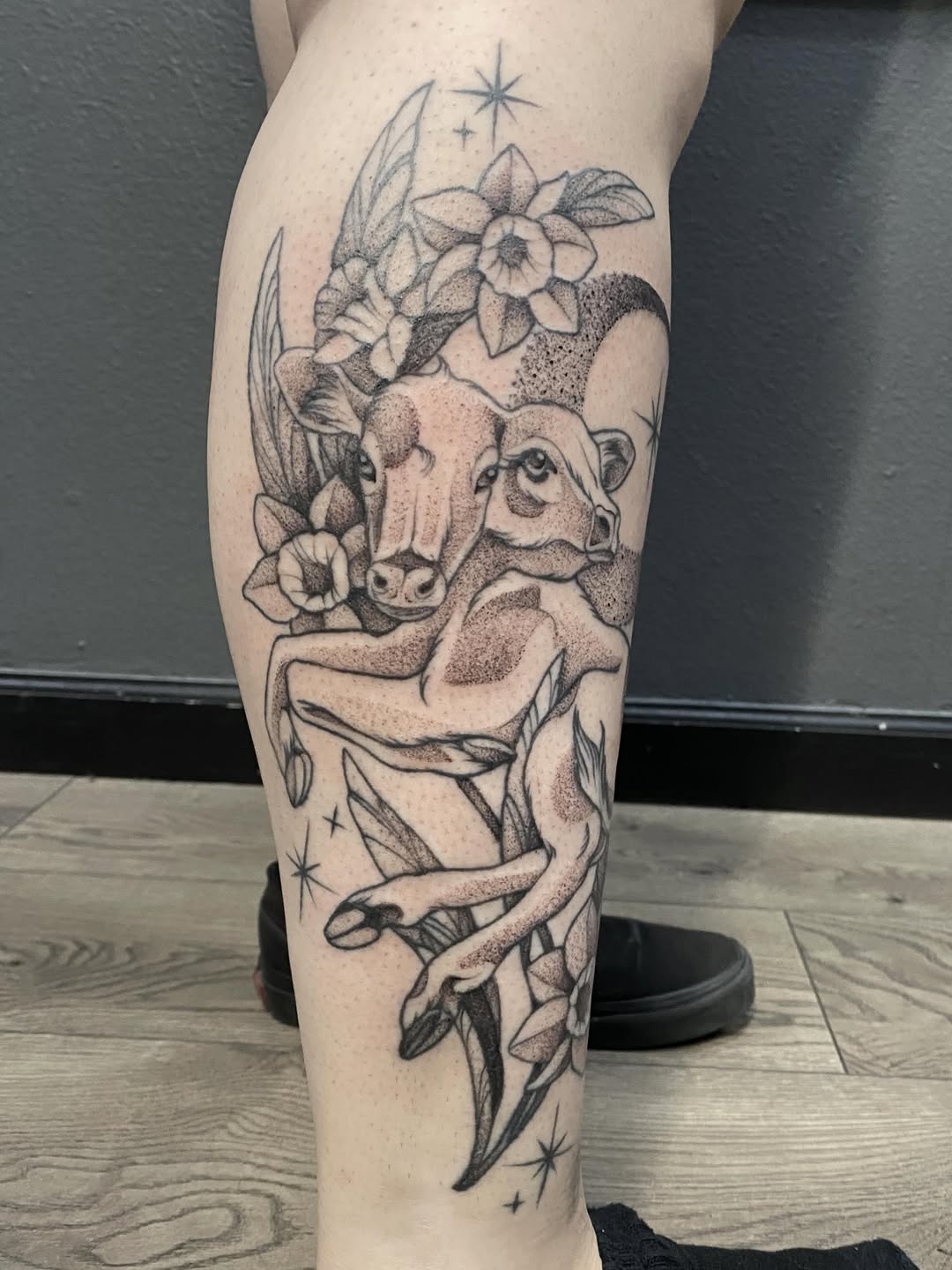 Tattoo by @tattoofiendclub — black_and_grey, dotwork