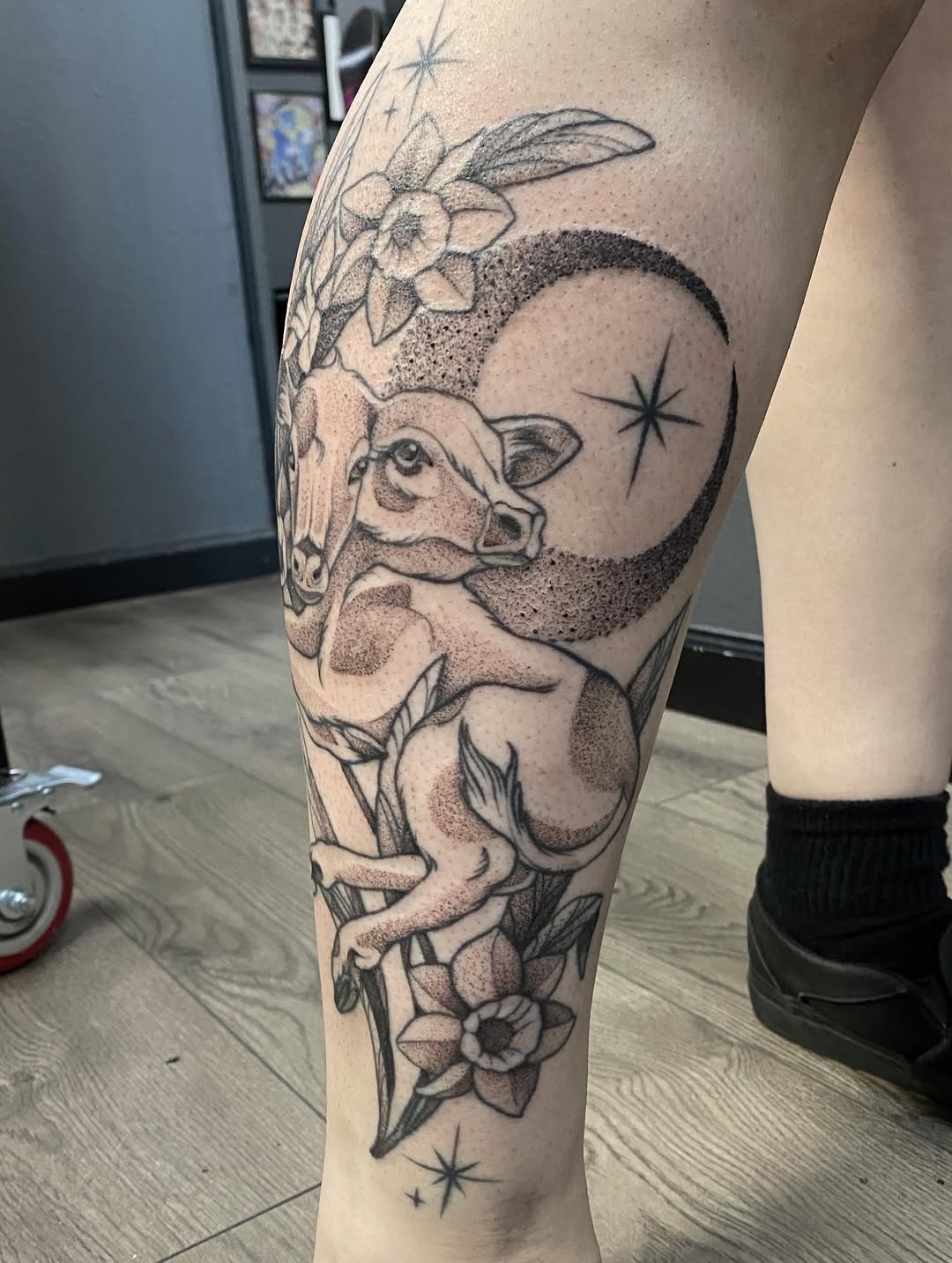 Tattoo by @tattoofiendclub — black_and_grey, dotwork