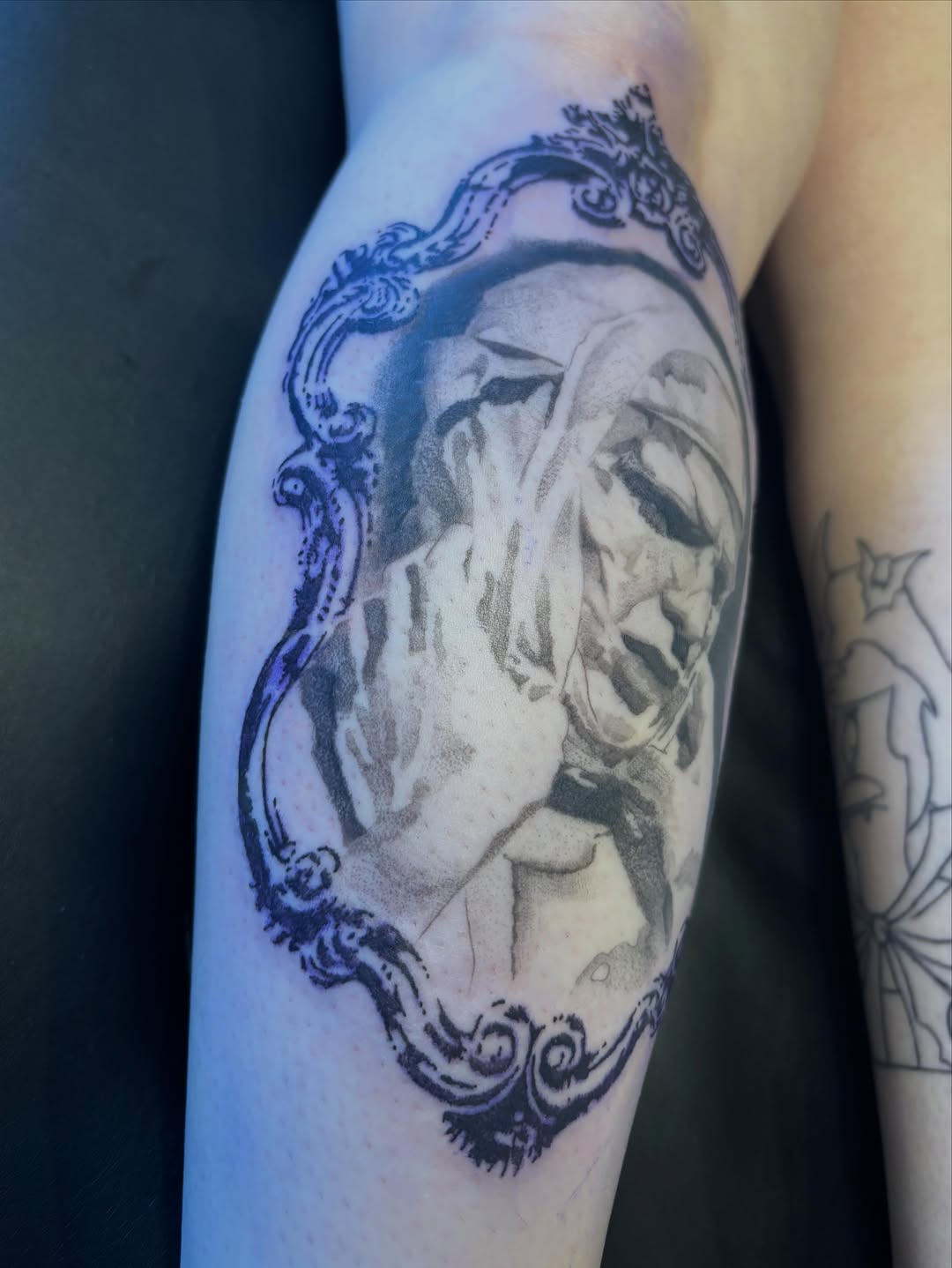 Tattoo by @l00se_needlez โ realism, black_and_grey