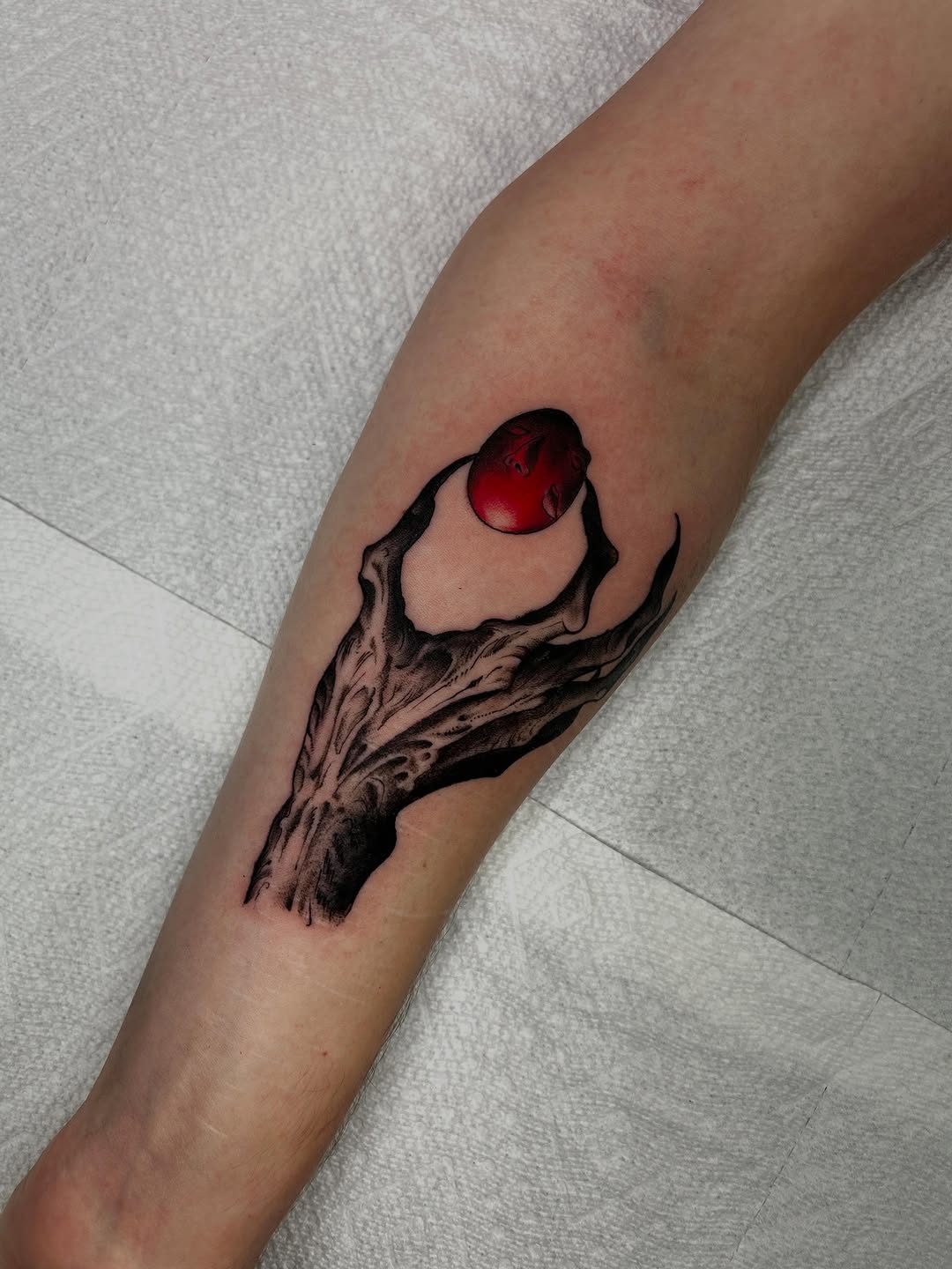 Tattoo by @obiecruztattoo — dark_realism, black_and_grey