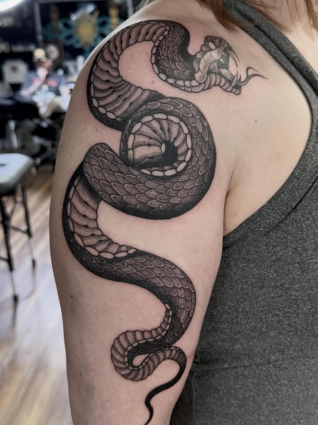 Tattoo by @katiestacytattoo — black_and_grey