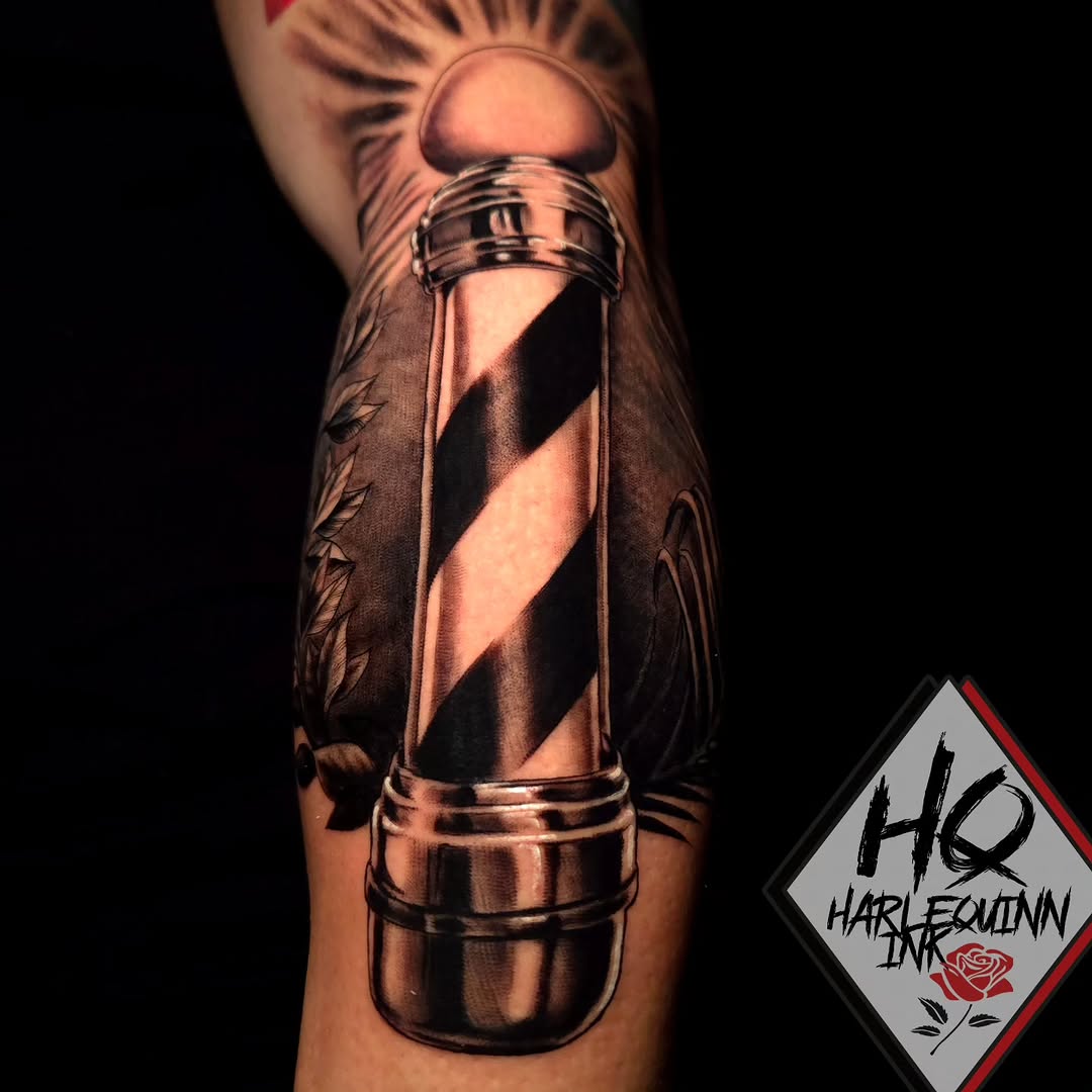 Tattoo by @harlequinn_ink — realism, black_and_grey
