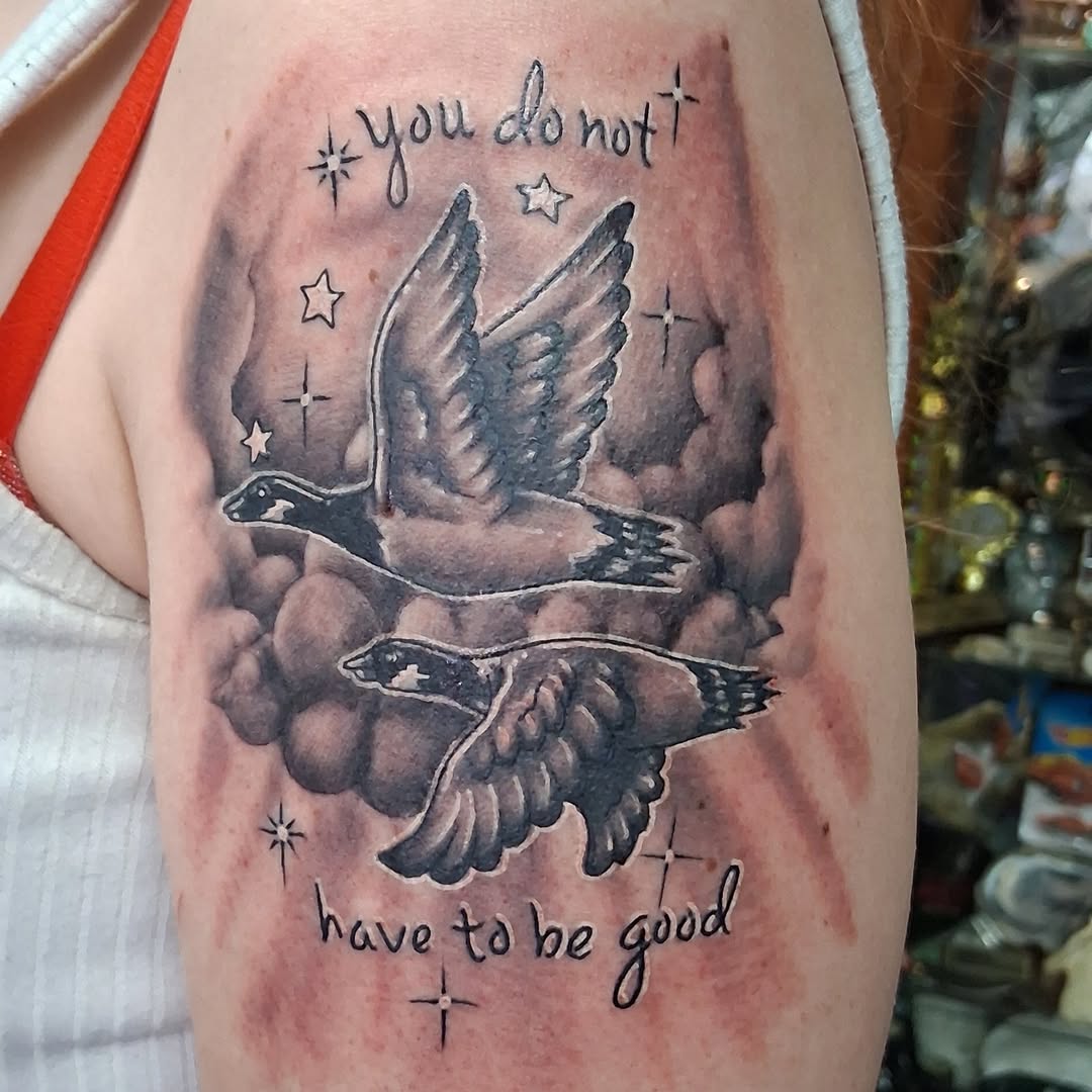 Tattoo by @tattoodaveatlivingcanvastattoo — illustrative, black_and_grey