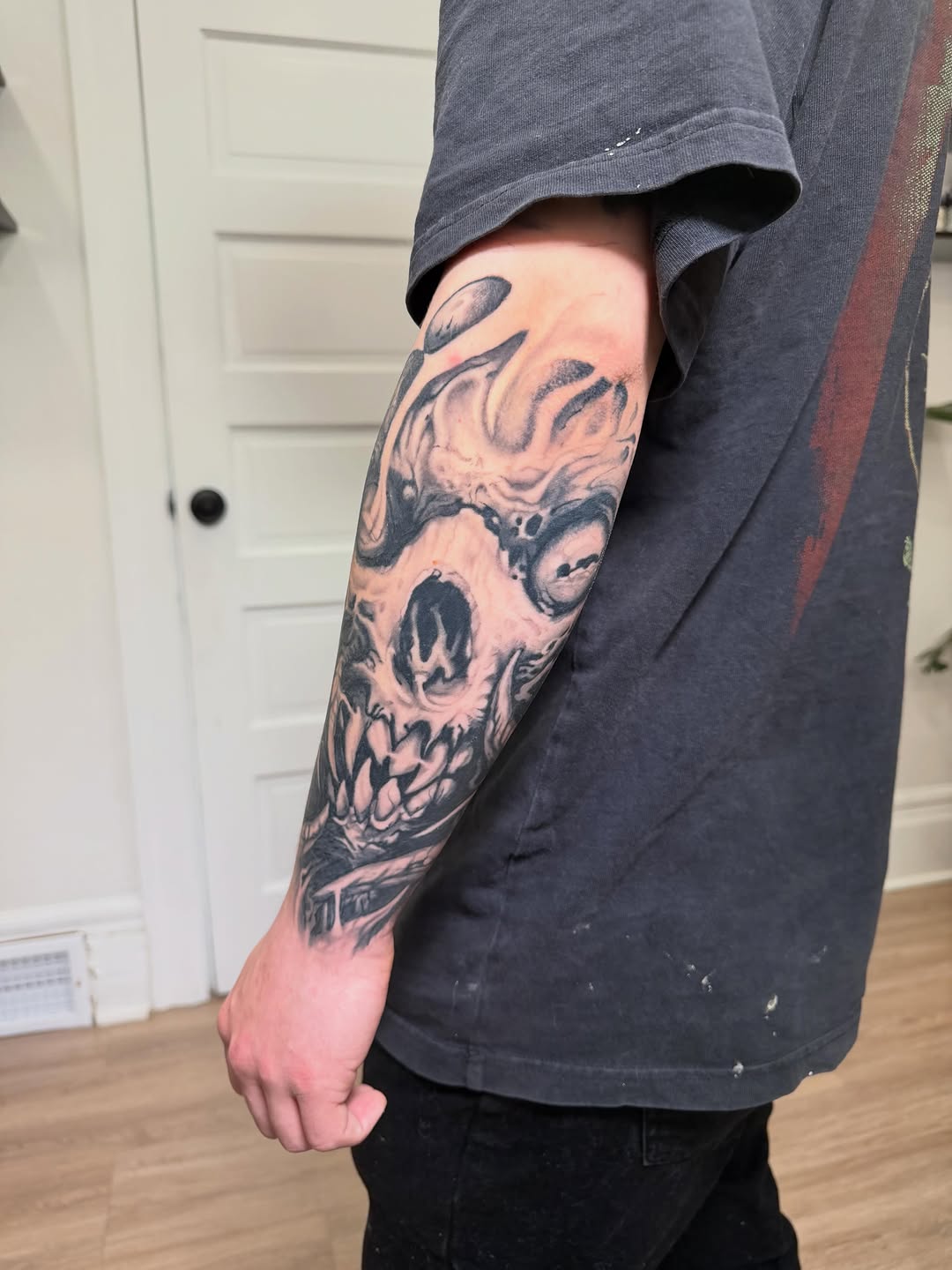 Tattoo by @joe_antonio_tattoos — black_and_grey, dark_realism