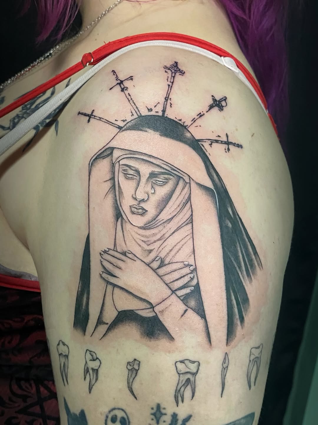 Tattoo by @gentledeviltattoo — black_and_grey, realism