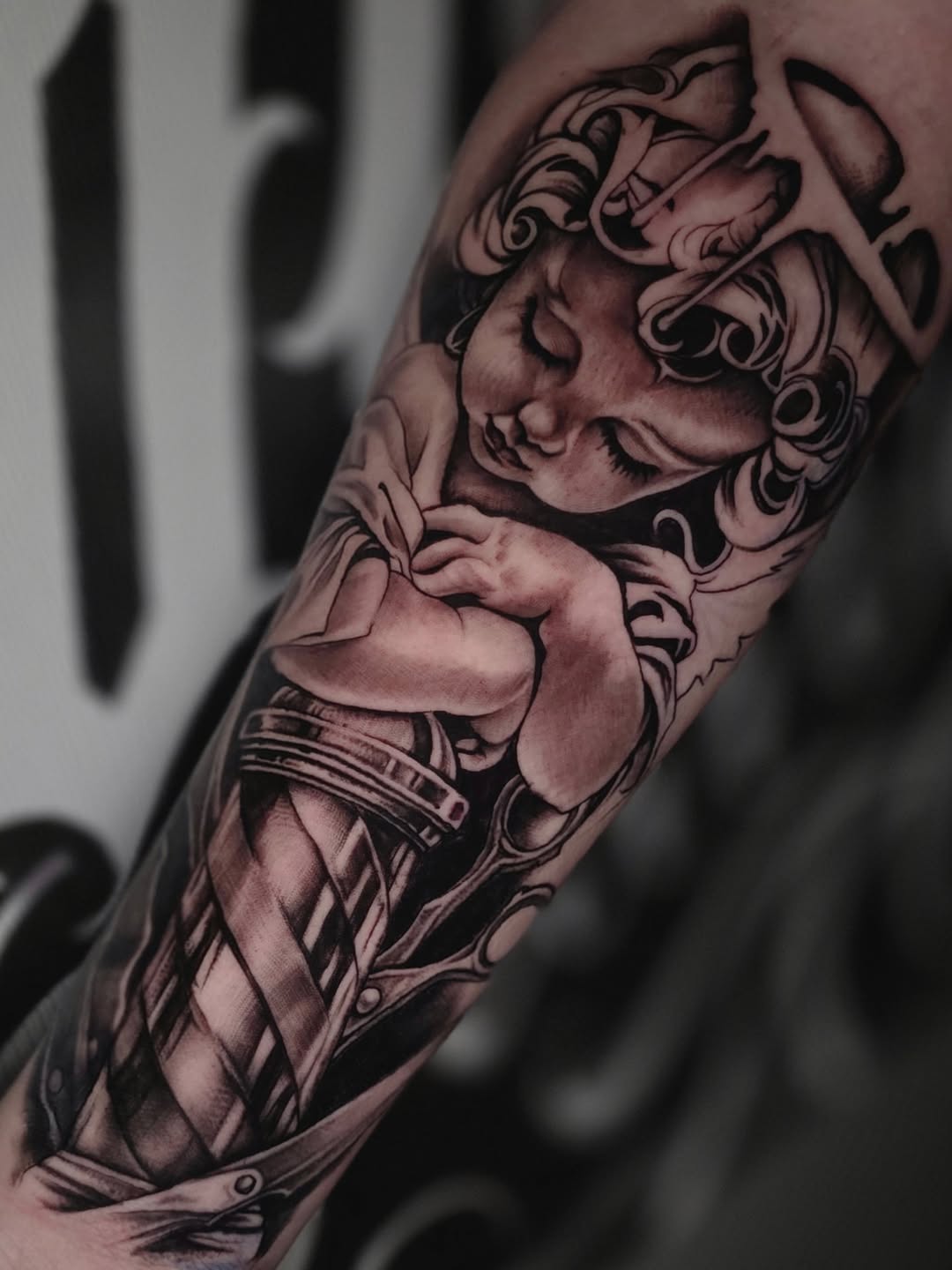 Tattoo by @moosetatts — realism, black_and_grey