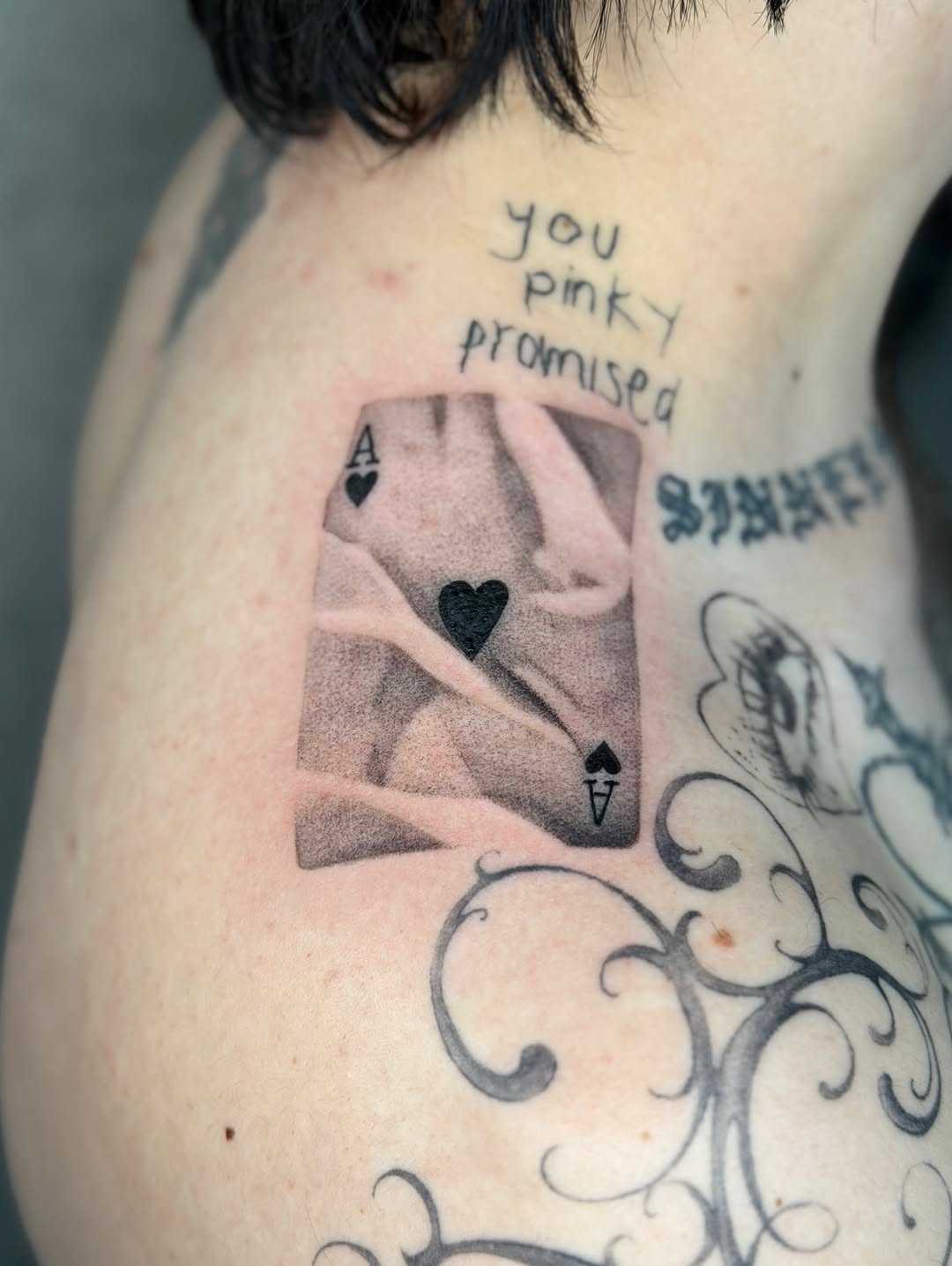 Tattoo by @enjolieart — black_and_grey, realism