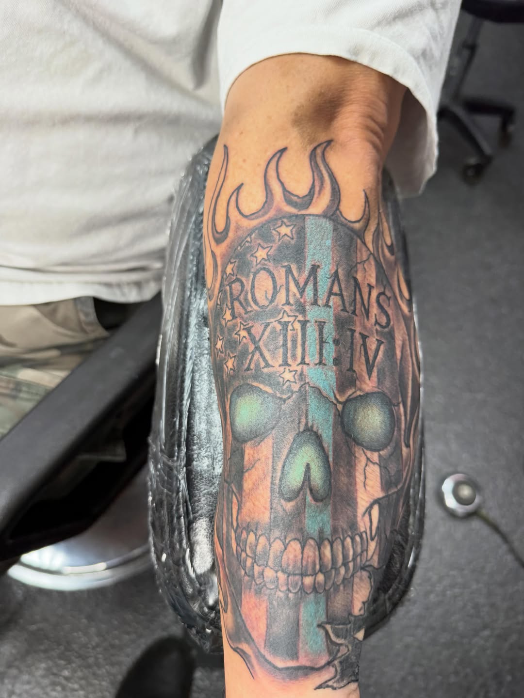 Tattoo by @seanhollandtat2 — black_and_grey, lettering_script