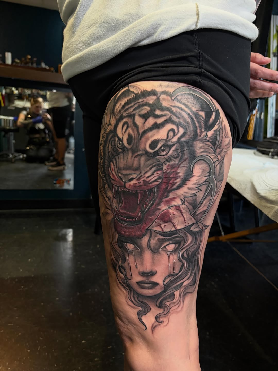 Tattoo by @luci.bat.tattoo β realism, black_and_grey