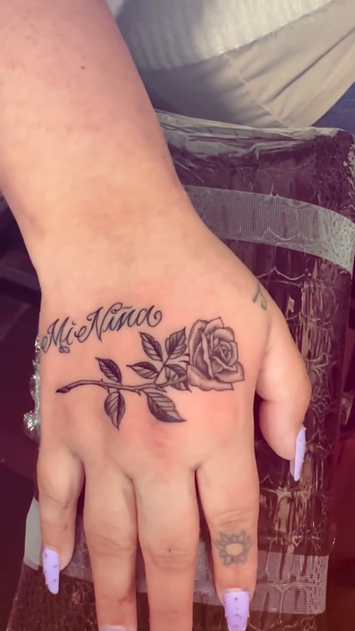 Tattoo by @andrewmontoyatattoo — lettering_script, black_and_grey