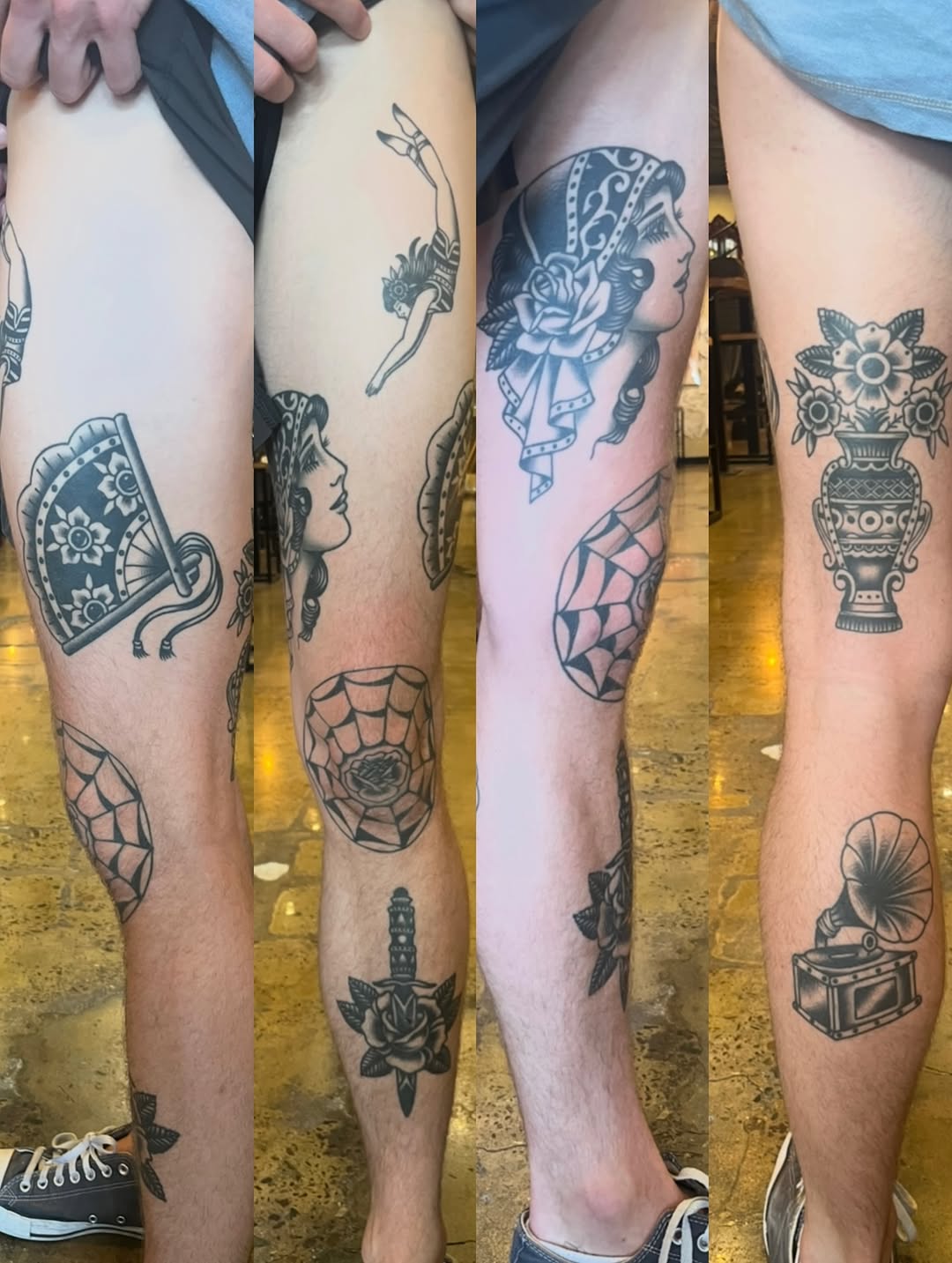 Tattoo by @tifftats — american_traditional, black_and_grey