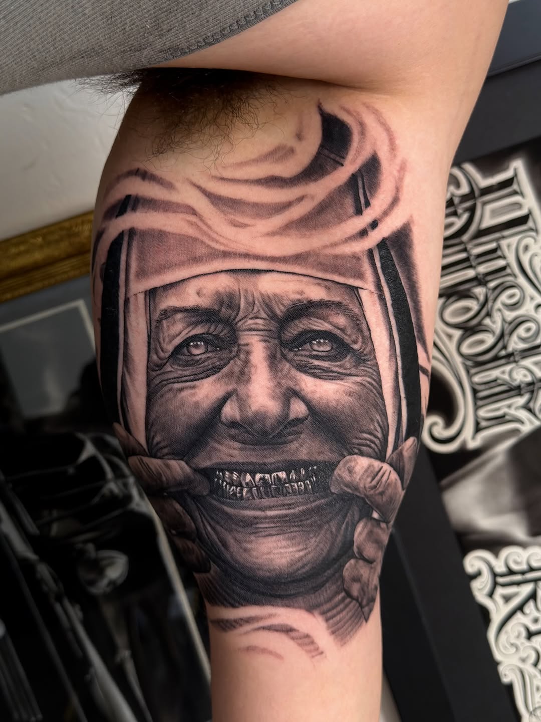 Tattoo by @richie_moreno_tattoo — realism, black_and_grey