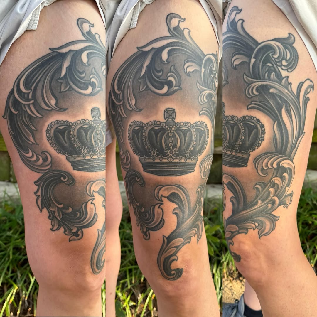 Tattoo by @jeremymfjustice — black_and_grey, ornamental