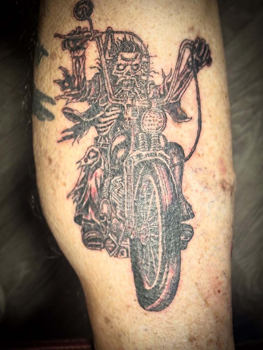 Tattoo by @gypsyoutlawart — dark_realism, black_and_grey