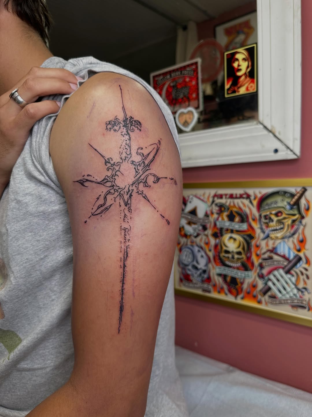 Tattoo by @alexgunshefski — illustrative, fine_line