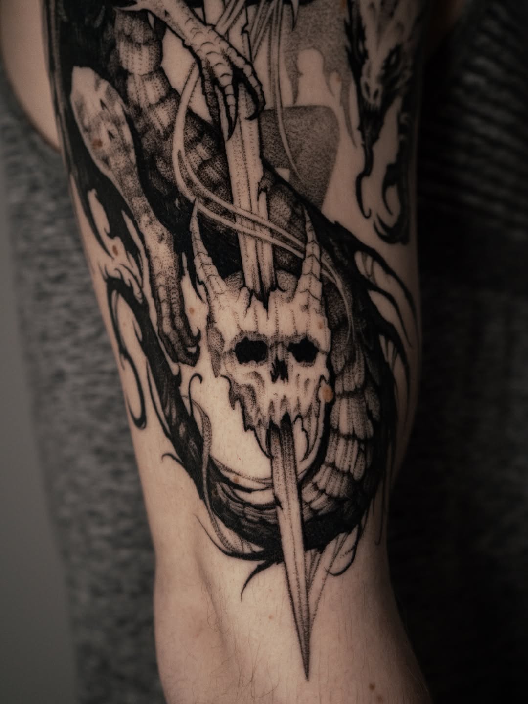 Tattoo by @bru.blackink — blackwork, dotwork