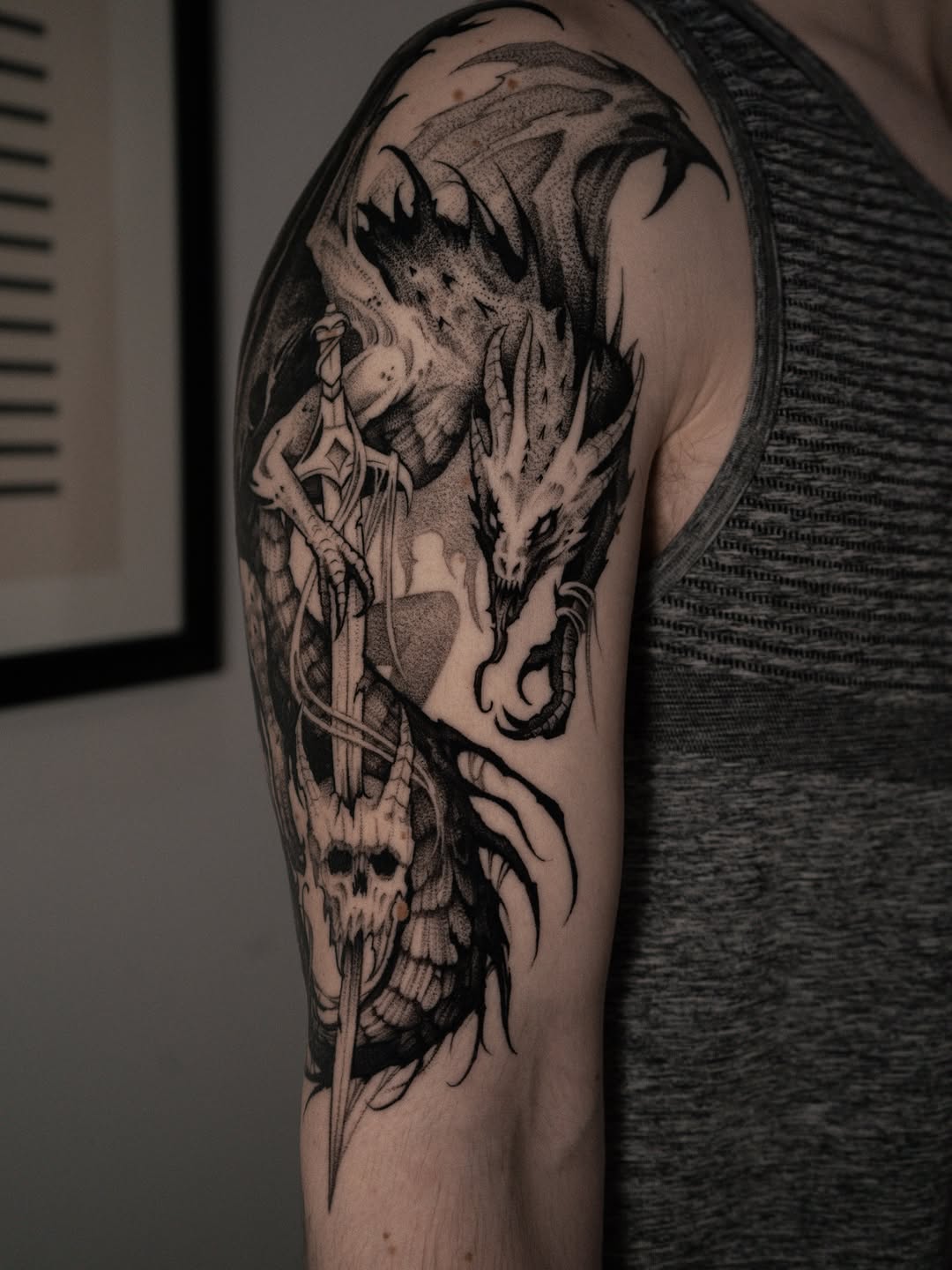 Tattoo by @bru.blackink — dark_realism, dotwork