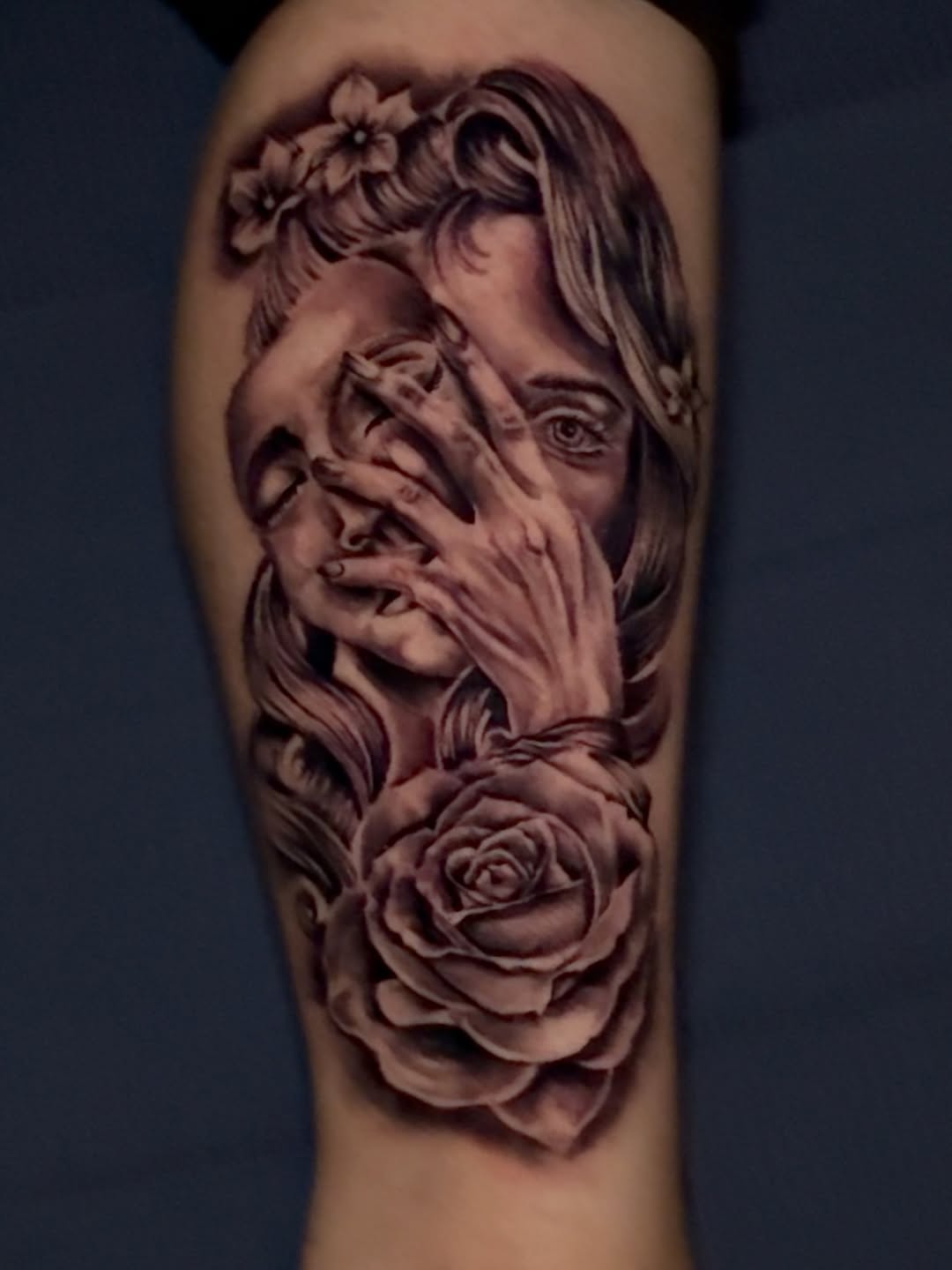 Tattoo by @aztec_tatt — realism, black_and_grey