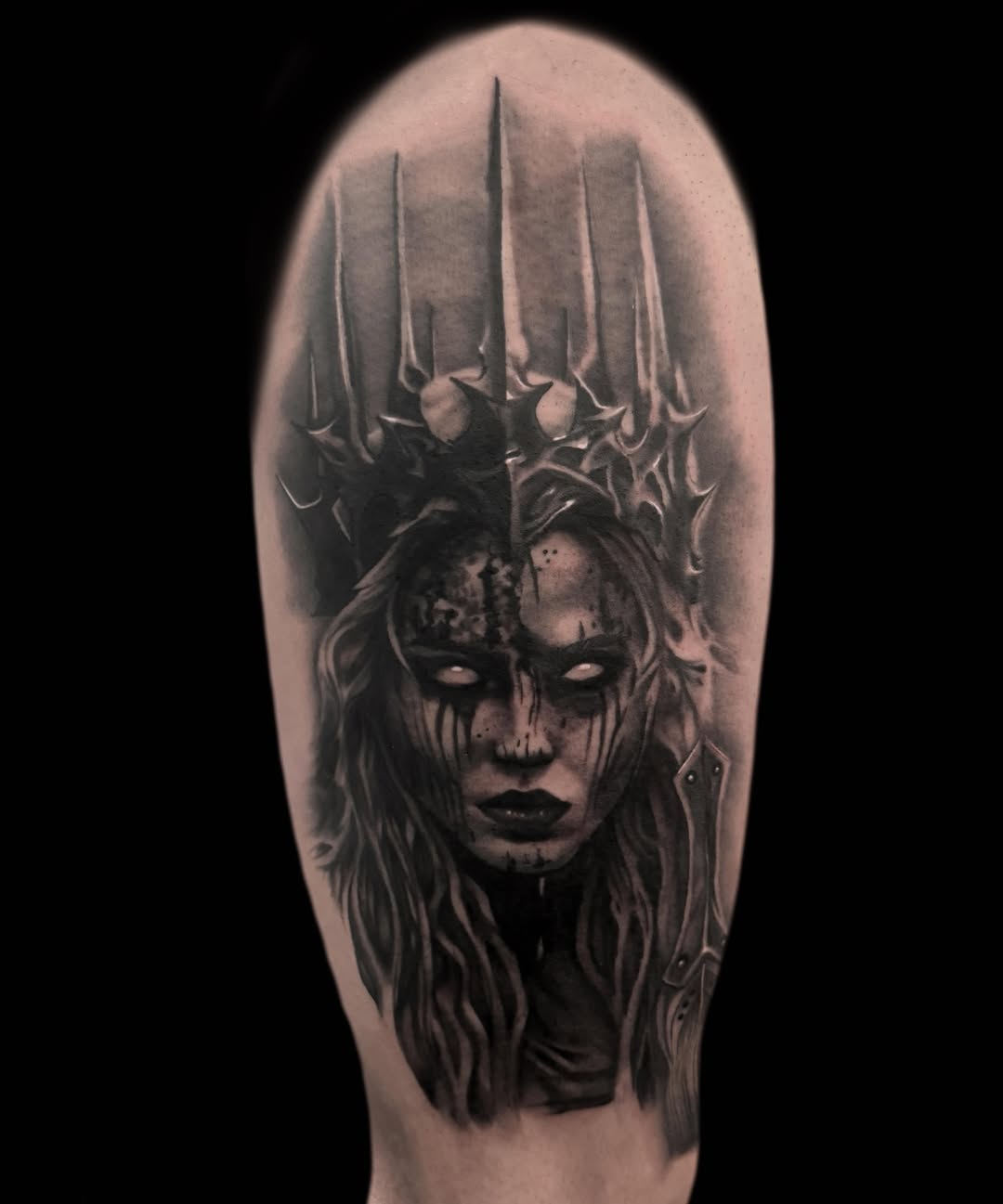 Tattoo by @jenbeantattoos โ dark_realism, black_and_grey