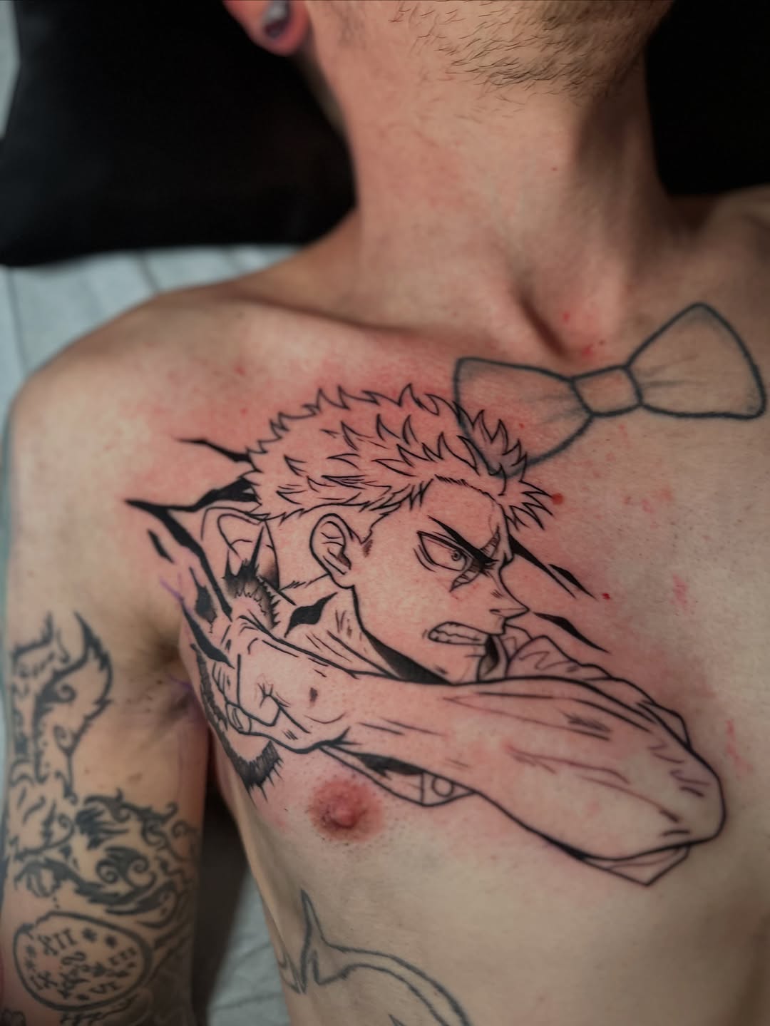 Tattoo by @lesha.misho — anime, blackwork