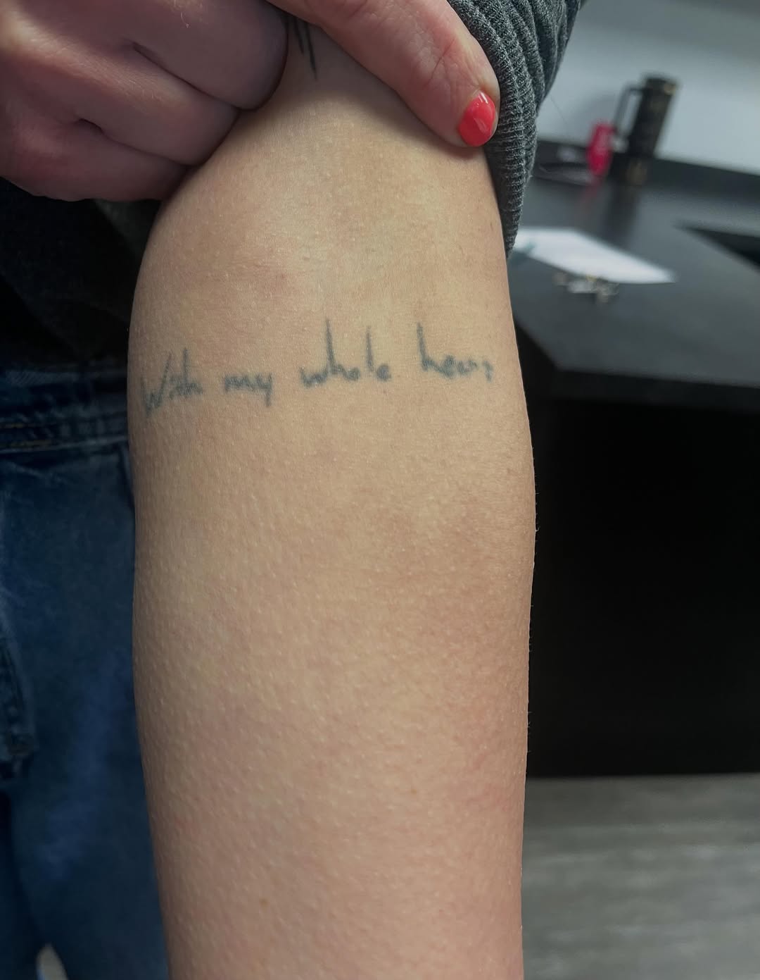 Tattoo by @tattoosbymadilynn — lettering_script, fine_line