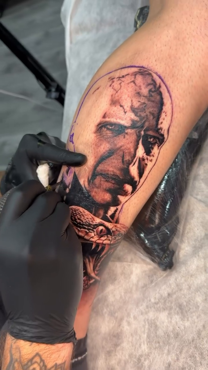 Tattoo by @arvay_tattoos — realism, black_and_grey