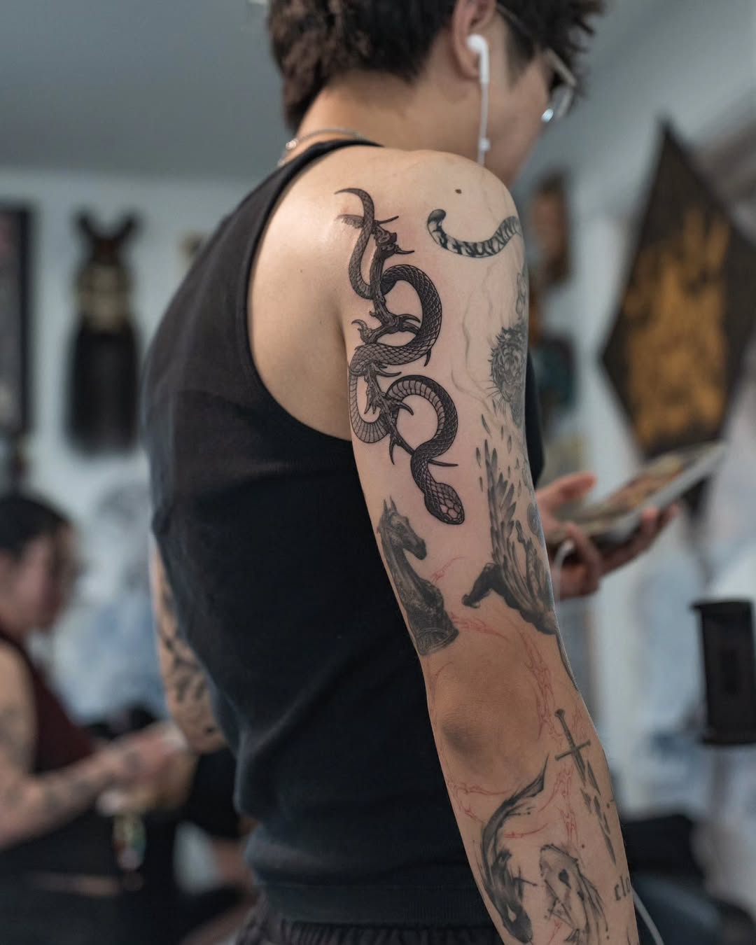 Tattoo by @koonoblk โ japanese_irezumi, black_and_grey