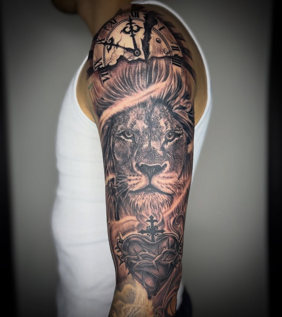Tattoo by @zhentats2 β realism, black_and_grey