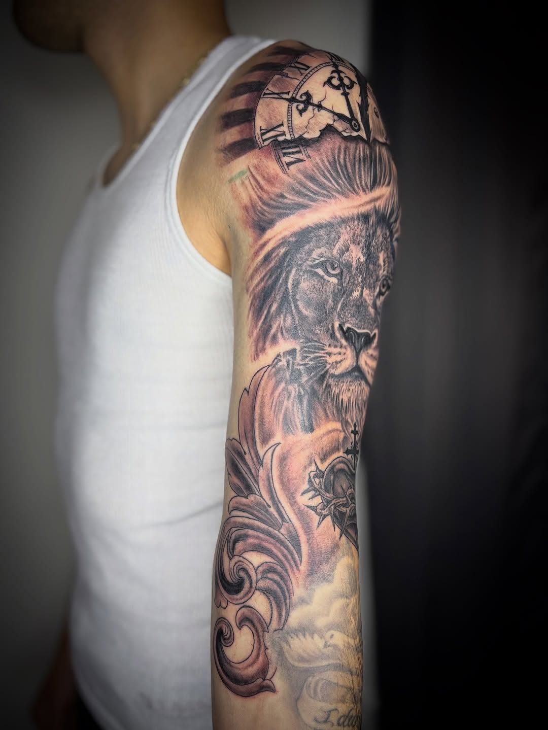 Tattoo by @zhentats2 β realism, black_and_grey