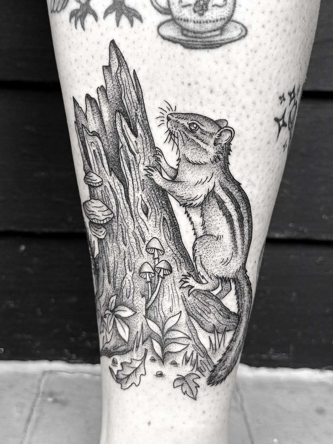 Tattoo by @breezytucker — illustrative, black_and_grey