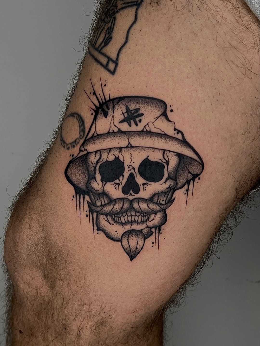 Tattoo by @rebel_milly — black_and_grey, chicano