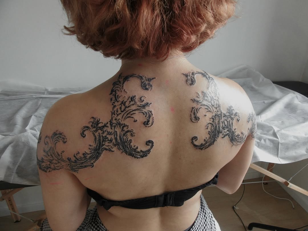 Tattoo by @sacer________ — ornamental, black_and_grey