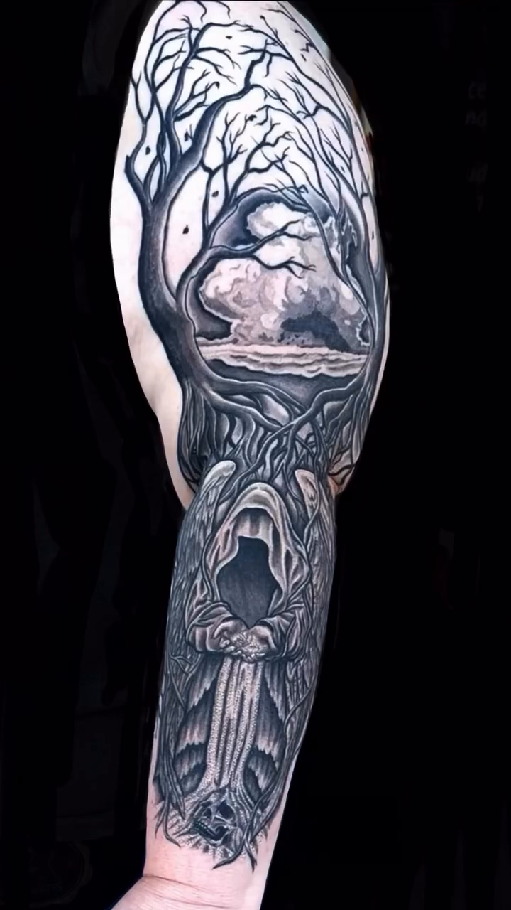 Tattoo by @og_blanco_8 — dark_realism, black_and_grey