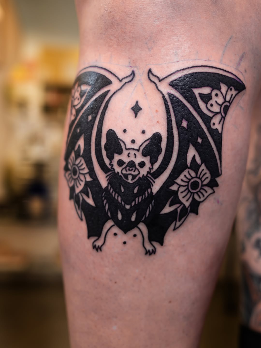Tattoo by @sadcattattoo — blackwork